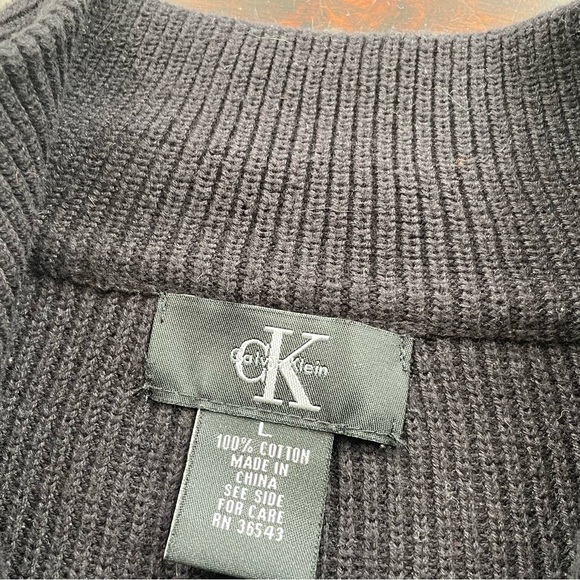 Calvin Klein Black 1/4 Zip Pull Over Sweater Size Large - Picture 6 of 7